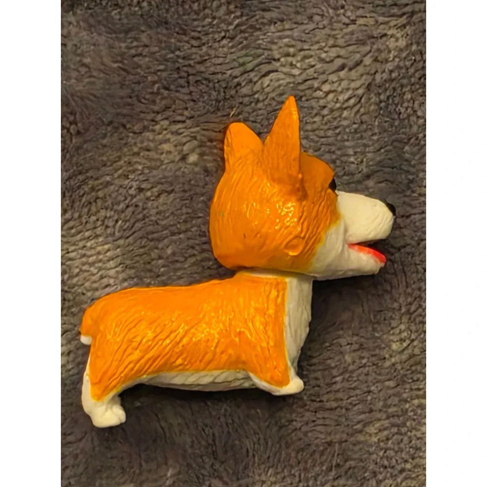 Miniature Corgi Figurine Orange White PVC Dog Collectible 2 Inch